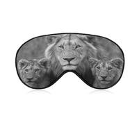Máscara para dormir con diseño de leones blancos y negros para mujeres y hombres, correa ajustable, cubierta de ojos vendados, para viajes, yoga, siesta, trabajo