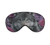 Máscara para dormir con diseño de lobo con rosas, máscara de sueño de fantasía para mujeres y hombres, correa ajustable, cubierta de ojos vendados para viajes, yoga, siesta, trabajo