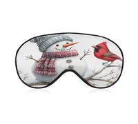Máscara para dormir con diseño de muñeco de nieve en una rama de pájaro rojo, para mujeres y hombres, correa ajustable, cubierta de ojos vendados, para viajes, yoga, siesta, trabajo