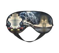 Máscara para dormir con diseño de nubes de tren de vapor, cómoda, con correa ajustable, sombra suave, opaca, para los ojos vendados
