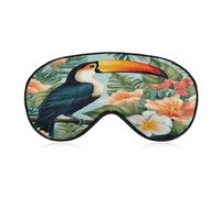 Máscara para dormir con diseño de pájaro y flores tropicales Máscara para dormir con diseño de pájaro y flores tropicales que bloquea la luz, cubierta para ojos con correa ajustable, cubierta para dor