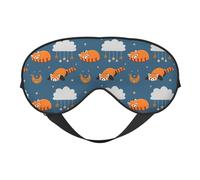 Máscara para dormir con diseño de panda rojo, luna, nube y estrella para hombres y mujeres, cómoda máscara para ojos con correa ajustable, suave cubierta para los ojos, antifaz para viajes, yoga, si