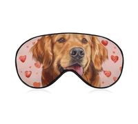 Máscara para dormir con diseño de perro Golden Retriever de San Valentín, con forma de corazón rojo y rosa, para adultos, ajustable, suave, para hombres y mujeres, para viajes, juegos de siesta