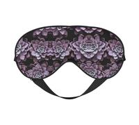 Máscara para dormir con diseño de plantas moradas, máscara de ojos para dormir, correa totalmente ajustable, para mujeres y hombres