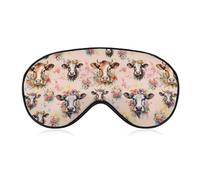Máscara para dormir con diseño de vaca y corona de flores, suave, ajustable, para hombres y mujeres, 20 x 10 cm
