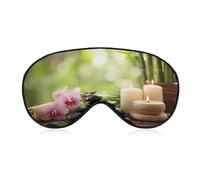 Máscara para dormir con diseño de velas de spa con piedras negras para mujeres y hombres, correa ajustable, cubierta de ojos vendados, para viajes, yoga, siesta, trabajo