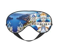 Máscara para dormir con diseño de vista al mar de la isla griega, bloquea la luz, cubierta suave y transpirable, para dormir, viajes, siesta en casa
