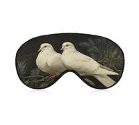 Máscara para dormir con dos palomas blancas posadas en ramas perennes, máscara para dormir para mujeres y hombres, correa ajustable, cubierta de ojos vendados para viajes, yoga, siesta, trabajo