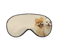 Máscara para dormir con dos perros sonrientes felices, para mujeres y hombres, correa ajustable, cubierta de ojos vendados, para viajes, yoga, siesta, trabajo