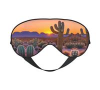 Máscara para dormir con estampado de atardeceres del desierto de cactus que bloquea la luz, cubierta suave y transpirable, para dormir, viajes, siesta en casa