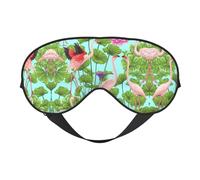Máscara para dormir con estampado de flamencos y flores de amor, bloqueo de luz nocturna, sombra de ojos de seda para hombres y mujeres
