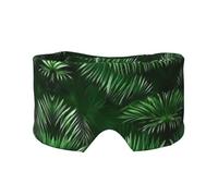 Máscara para dormir con estampado de hojas verdes de palmera y plantas tropicales, fundas suaves para los ojos, antifaz de bloqueo de luz para viajes, yoga y siesta