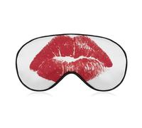 Máscara para dormir con estampado de lápiz labial rojo que se asemeja a un beso para mujeres y hombres, correa ajustable, cubierta de ojos vendados para viajes, yoga, siesta, trabajo