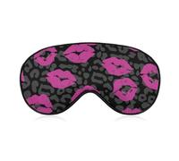 Máscara para dormir con estampado de leopardo y beso de lápiz labial, máscara para dormir para el día de San Valentín, antifaz para los ojos con correa ajustable, máscara suave para dormir que bloquea