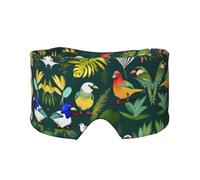 Máscara para dormir con estampado de pájaros tropicales y hojas de plantas, suave y cómoda, para hombres y mujeres