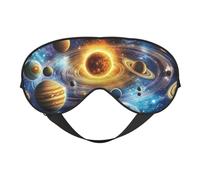 Máscara para dormir con estampado de planetas y espacio interestelar con correa ajustable, cómoda cubierta para los ojos para viajes, yoga, siestas, dormir y relajarse