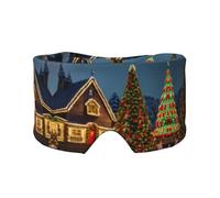Máscara para dormir con estampado de pueblo de carnaval de Navidad, transpirable, ajustable, mantiene el calor, sombreado, ayuda cómoda