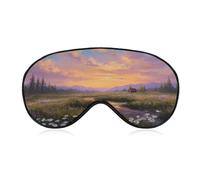 Máscara para dormir con flores silvestres y cabaña de madera, para mujeres y hombres, correa ajustable, cubierta de ojos vendados, para viajes, yoga, siesta, trabajo