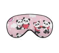 Máscara para dormir con forma de pareja de pandas y corazón, para el día de San Valentín, con correa ajustable, suave, para bloquear las luces