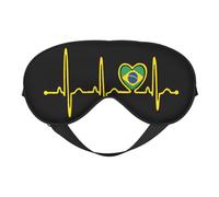 Máscara para dormir con la bandera de Brasil Heartbeat 12, correa ajustable, suave, para mujeres, hombres, viajes, trabajo y hogar