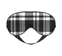 Máscara para dormir con tiras de cuadrícula blanca y negra, 9 tiras, cuadrícula blanca y negra, correa ajustable, suave, para mujeres, hombres, viajes, trabajo, hogar