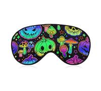 Máscara para dormir, cubierta nocturna, antifaz para dormir, compatible con Halloween Trippy Mushroom Pumpkin para mujeres y hombres, venda transpirable para viajes en avión, correa ajustable