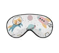 Máscara para dormir Cute Fox Astronaut Sleep Eye Mask Blindfold con correa ajustable Planet and Stars Soft Eye Cover para bloquear las luces