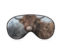 Máscara para dormir Cute Scottish Highlands Cow Sleep Eye Mask Venda para los ojos con correa ajustable Farm Animal Soft Eye Cover para bloquear las luces