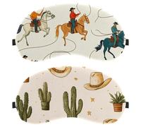 Máscara para dormir de 2 piezas, bloquea completamente la luz para dormir de lado, botas de vaquero del salvaje oeste, sombreros de cactus, cero presión ocular, vendas nocturnas, cubierta de sombra de