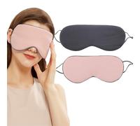 Máscara para dormir de 2 piezas, máscara para ojos 100% bloqueadora de luz, presión ocular cero, súper suave y cómoda para dormir, viajar, tomar una siesta, meditar (gris oscuro/rosa)