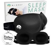 Máscara para dormir de lujo, patentada por Nidra® - Duerma profundamente gracias a esta máscara de ojos con forma redondeada y cinta ajustable a la cabeza, garantizamos un sueño satisfactorio en cualquier momento y lugar, One size fits all; adjustable., Negro, 1