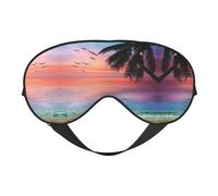 Máscara para dormir de playa con palmera de coco y arena, máscara de ojos suave, correa ajustable, funciona en posición de siesta, ayuda para dormir