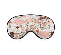 Máscara para dormir Japanese Fortune Lucky Cats Sleep Eye Mask Blindfold con correa ajustable Pink Clouds Soft Eye Cover para bloquear las luces