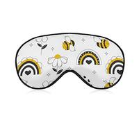 Máscara para dormir Little Bee Rainbow and Flower Sleep Eye Mask Venda para los ojos con correa ajustable Spring Soft Eye Cover para bloquear las luces