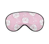 Máscara para dormir Lovely Cat Face Gafas Sleep Eye Mask Venda para los ojos con correa ajustable Fondo rosa Cubierta suave para los ojos para bloquear las luces