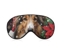 Máscara para dormir navideña para perros, máscara para dormir con copos de nieve para perros pastores de Shetland, máscara para los ojos con correa ajustable, máscara suave para dormir para bloquear l