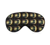 Máscara para dormir nocturna, BlockLight suave para sombra de ojos, cómoda funda para máscara de ojos para dormir en avión, viajes, yoga, siesta, compatible con Gold Sun Crescent Moon Star