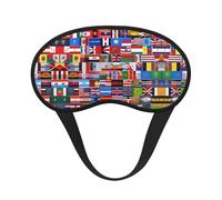 Máscara para dormir opaca con diseño de banda elástica y varias banderas. Se adapta a todas las formas de cabeza. Ideal para viajes, oficinas y trabajo por turnos.