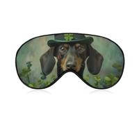 Máscara para dormir para perros del Día de San Patricio, máscara para dormir con diseño de perro salchicha y trébol verde para adultos, máscara para dormir suave y ajustable para hombres y mujeres, ju