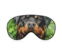 Máscara para dormir para perros rottweiler del día de San Patricio, máscara para dormir con trébol verde, antifaz para dormir con correa ajustable, antifaz suave para dormir que bloquea las luces