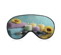 Máscara para dormir para spa, velas, girasoles, piedras, máscara de dormir para mujeres y hombres, correa ajustable, cubierta de ojos vendados para viajes, yoga, siesta, trabajo