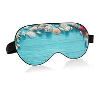 Máscara para dormir Summer Seashells Blue Tablones de madera Night Eye Shade Cover Soft Comfort Blindfold Blockout Light Correa ajustable para hombres y mujeres