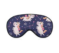 Máscara para dormir Unicornios mágicos lindos Máscara para dormir con los ojos vendados con correa ajustable Pink Galaxy Soft Eye Cover para bloquear las luces