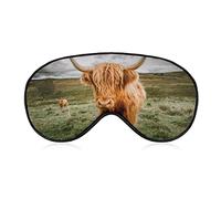 Máscara para dormir Wild Cute Highland Cattle Sleep Eye Mask Venda para los ojos con correa ajustable Grassland Soft Eye Cover para bloquear las luces