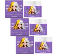 Máscara para el cabello morado anti-amarillo, acondicionador hidratante púrpura, eliminar los tonos amarillos y acondicionar el cabello seco, dañado, para rubio y cabello gris/plata (3Pcs)