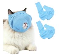 Máscara para gatos de malla aireada, juego de 2 protectores de ojos para mascotas con orificio de respiración, protector facial ajustable para mordidas, para aseo y cuidado de gatos