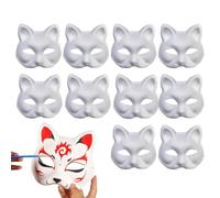 Máscara para gatos pintada, máscara para coche no barnizada - 10 uds. A de gato hazlo - por ti pintable máscara vacía, cubierta a mitad cara, máscara de gato vacío máscara gato pintado