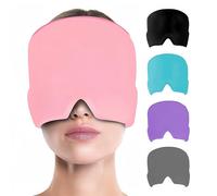 Máscara para migrañas, gorro para migrañas, gorro elástico para dolores de cabeza, gorro de terapia fría para dormir, máscara para dolores de cabeza, ojos hinchados, alivio del estrés (rosa)