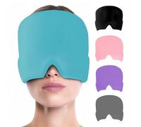 Máscara para migrañas, gorro para migrañas, gorro elástico para dolores de cabeza, gorro de terapia fría para dormir, máscara para dolores de cabeza, ojos hinchados, alivio del estrés (azul)