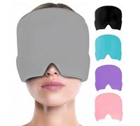 Máscara para migrañas, gorro para migrañas, gorro elástico para dolores de cabeza, gorro de terapia fría para dormir, máscara para dolores de cabeza, ojos hinchados, alivio del estrés (gris)